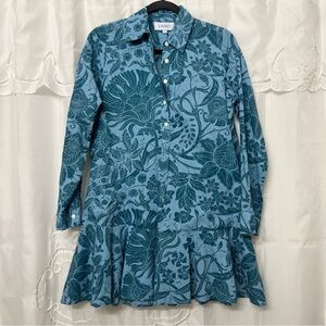 Livro Polly Mini Shirt Dress Floral Ruffle Hem—Size XS